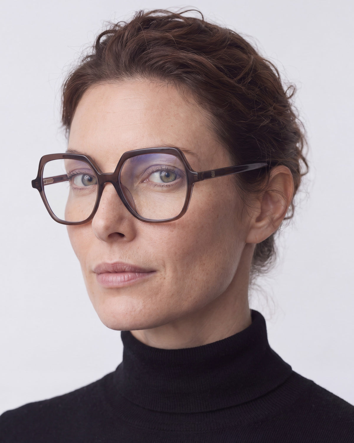 Andrea Dark Brown Readers, worn, side