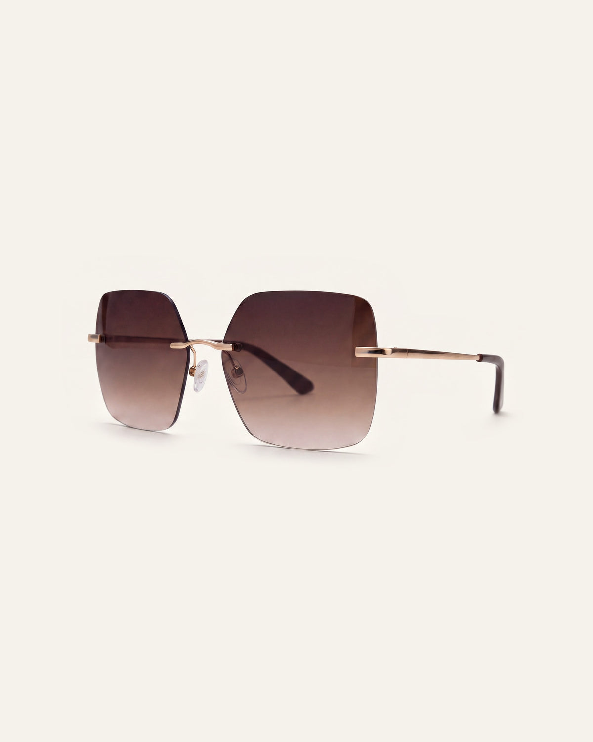 Billie Gold Rimless Sunglasses, three quarter