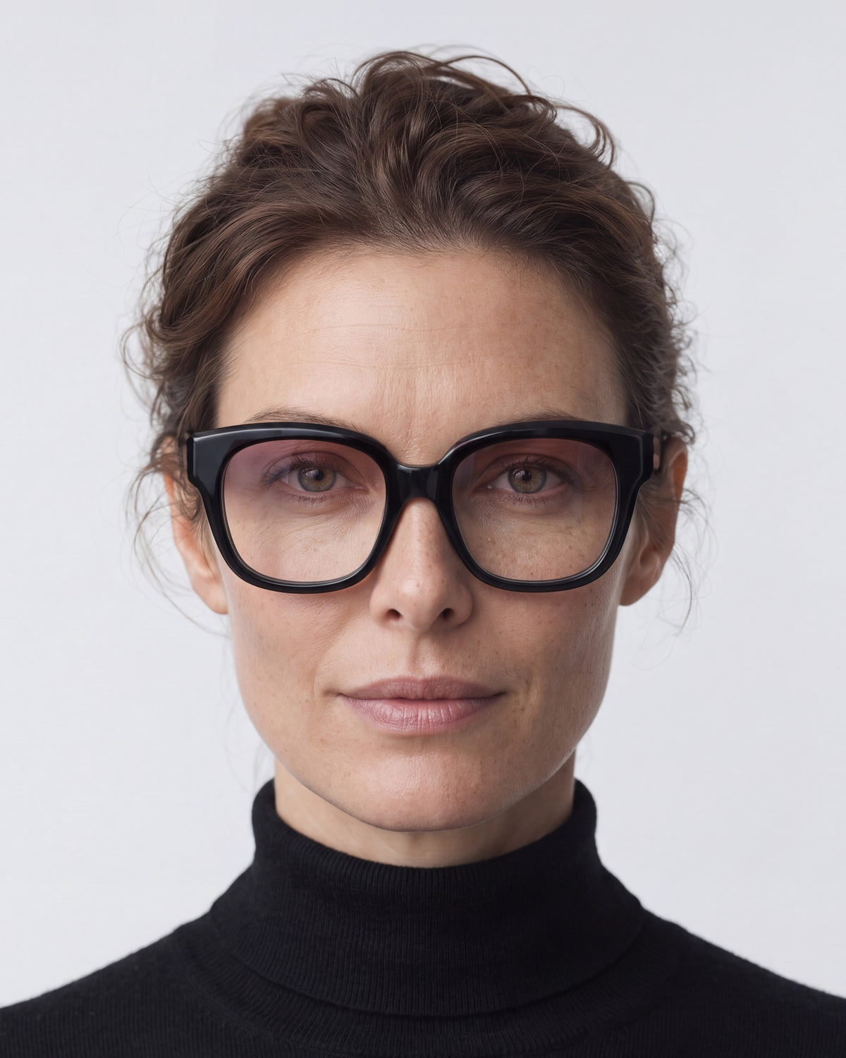 Chloe in black, worn, Heather lenses